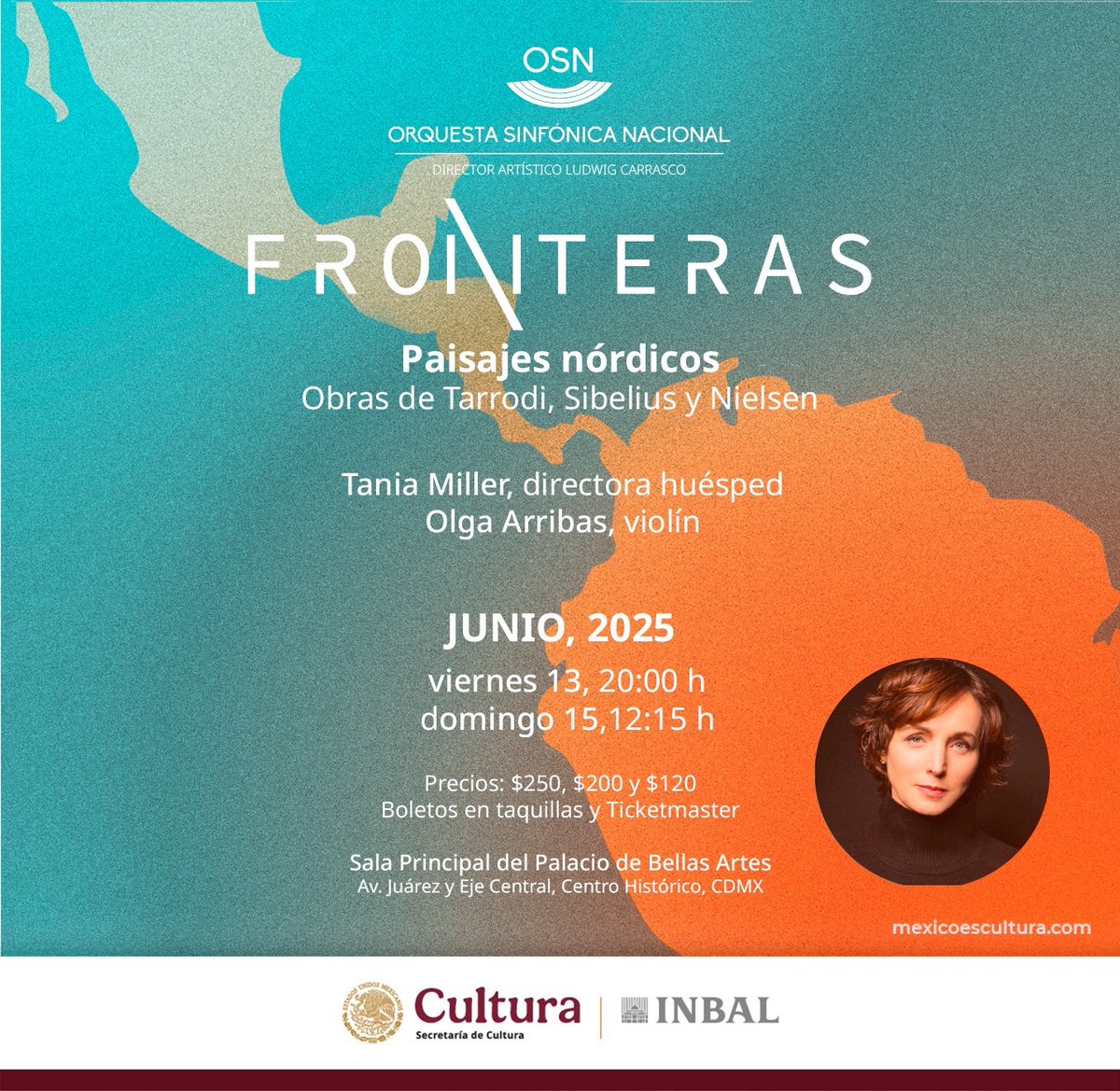 Secretaría de Cultura (@cultura_mx) on Twitter photo La <a href="/OSN_MX/">OSN México</a> presenta el programa “Paisajes nórdicos” el cual incluirá el estreno en México de la obra “Paradisfåglar II”, de la compositora sueca Andrea Tarrodi bajo la batuta de la directora canadiense Tania Miller.
Además, el programa incluye el Concierto para violín, op. 47 en La <a href="/OSN_MX/">OSN México</a> presenta el programa “Paisajes nórdicos” el cual incluirá el estreno en México de la obra “Paradisfåglar II”, de la compositora sueca Andrea Tarrodi bajo la batuta de la directora canadiense Tania Miller.
Además, el programa incluye el Concierto para violín, op. 47 en
