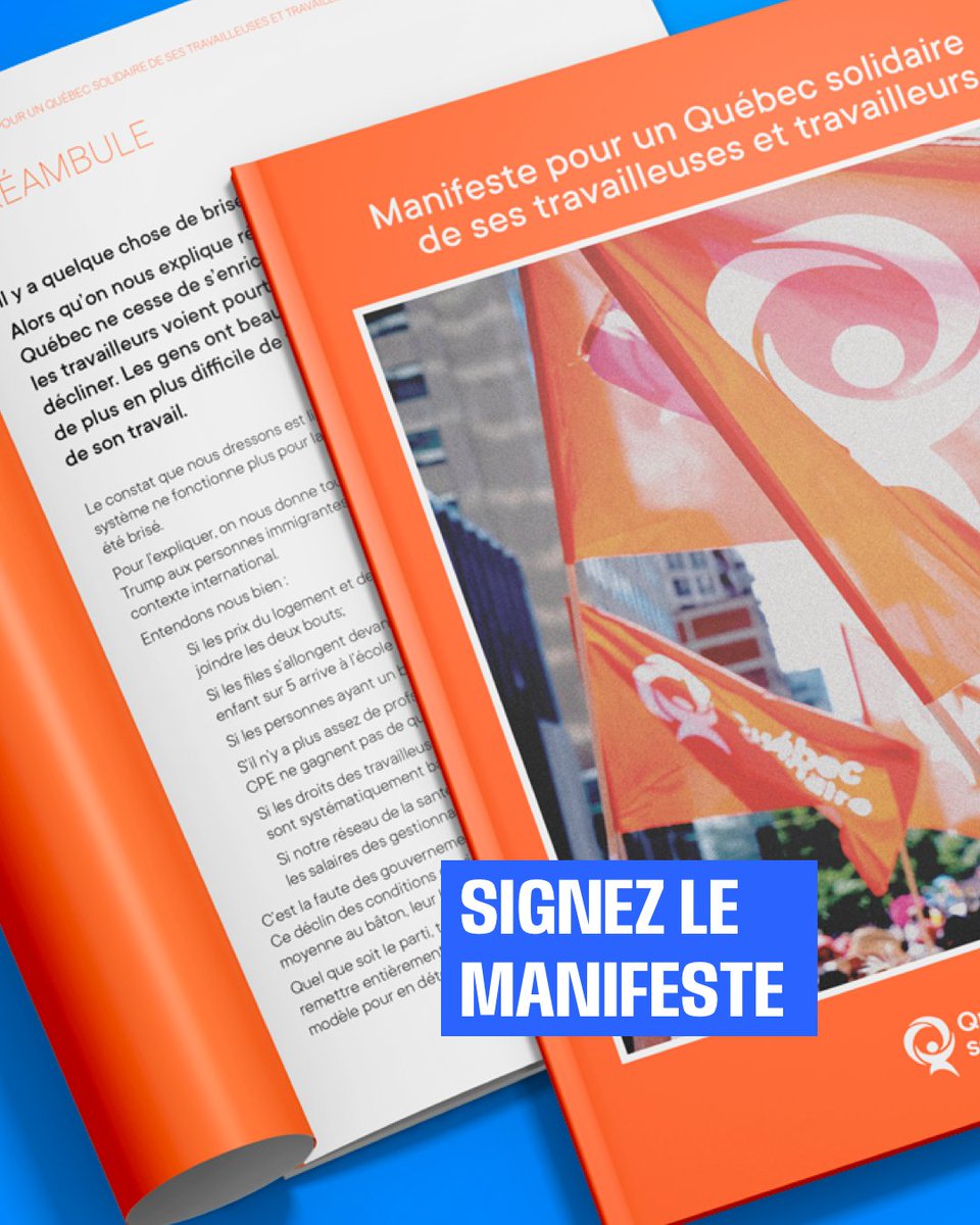 QuebecSolidaire's tweet image. Nous envoyons un message à toutes les Québécoises et les Québécois qui travaillent, qui paient leurs impôts, et qui ont l’impression que leur vie ne s’améliore pas, que la situation ne cesse de se dégrader depuis 30 ans : Québec solidaire est là pour vous.
👀✍️Lisez et signez le…