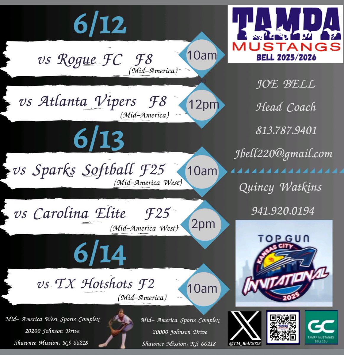 New York ➡️ Kansas City and couldn’t be more excited! First tournament back with <a href="/TM_Bell2025/">Tampa Mustangs Bell 2025/2026</a> after school ball and I’m ready to get back with my girls!