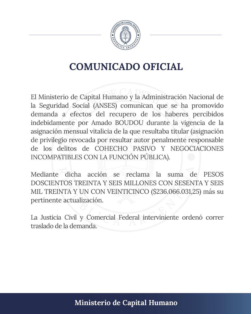 🚨🇦🇷 ANSES demandó a Amado Boudou para que devuelva $236 millones de la jubilación que recibió tras ser condenado