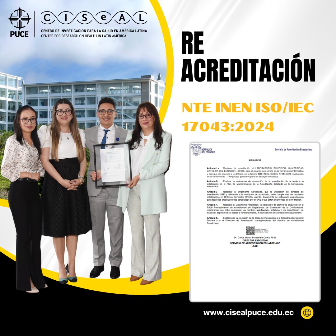 La URBS del CISeAL mantiene su acreditación bajo la nueva norma NTE INEN ISO/IEC 17043:2024.

Reafirmamos nuestra competencia técnica como proveedor de ensayos de aptitud, cumpliendo los más altos estándares nacionales e internacionales.

¡Gracias al equipo URBS por excelencia!