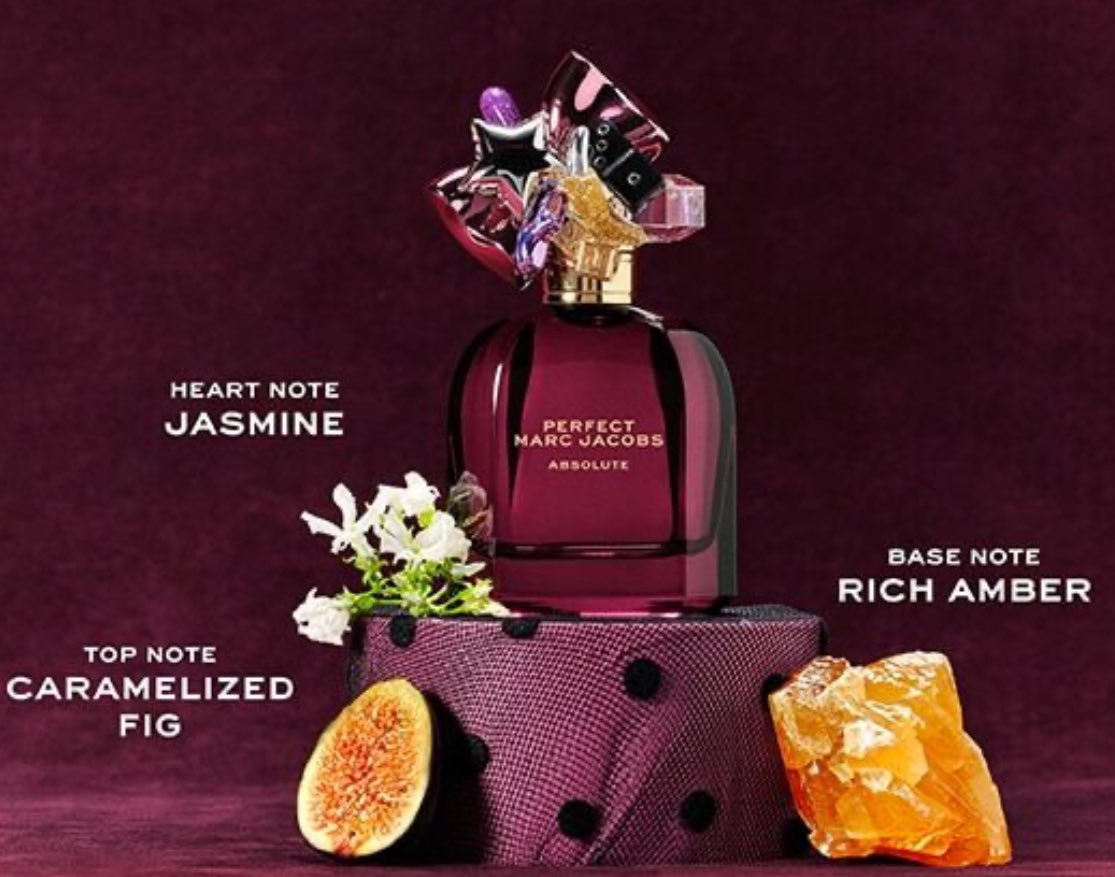 Marc Jacobs is releasing a new version on perfect “Absolute” 

This scent features a caramelized fig accord in the top, a heart of jasmine absolute, and a rich amber base. It is presented as a more intense and concentrated version within the Perfect collection.