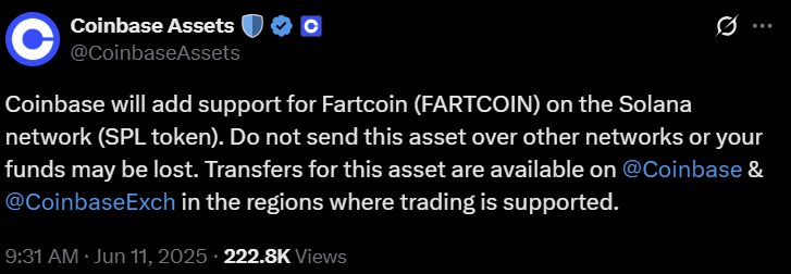 The #FARTCOIN prophecy has been set.

-10% pullback, +100% gain.

In the next few weeks, it will trade at $2+

This is Joyful June, raise your targets.