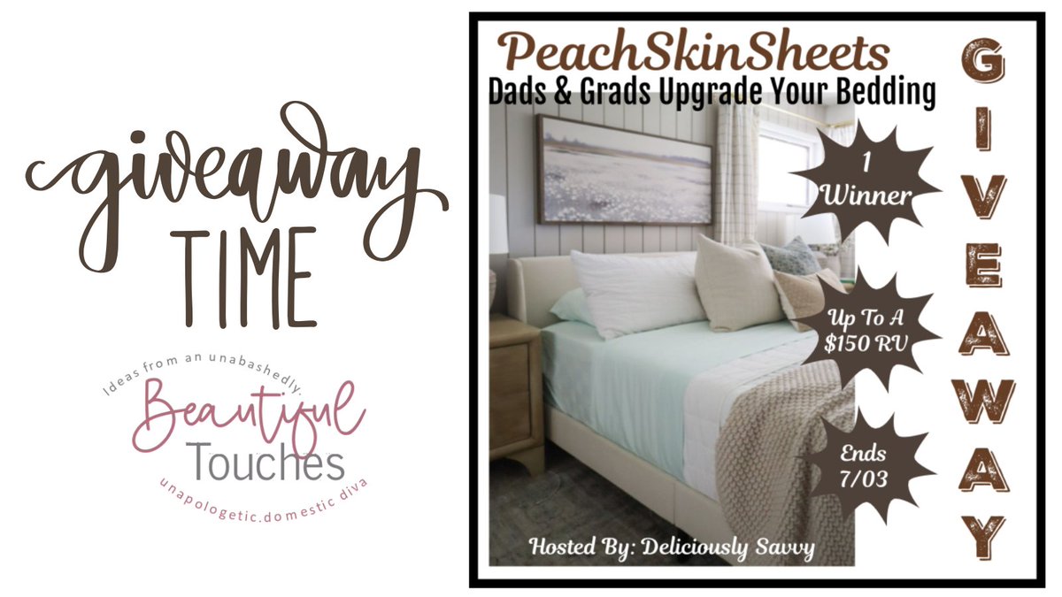 Three Divas (@btouches2) on Twitter photo PeachSkinSheets Dads & Grads Upgrade Your Bedding Giveaway - Ends 7/30 | US | 18+ | Up To A $150 RV Hosted By <a href="/PeachSkinSheets/">PeachSkinSheets</a> <a href="/DeliciouslySavv/">Deliciously Savvy</a> #PeachSkinSheets #Giveaway Enter HERE ----> beautifultouches.com/peachskinsheet… PeachSkinSheets Dads & Grads Upgrade Your Bedding Giveaway - Ends 7/30 | US | 18+ | Up To A $150 RV Hosted By <a href="/PeachSkinSheets/">PeachSkinSheets</a> <a href="/DeliciouslySavv/">Deliciously Savvy</a> #PeachSkinSheets #Giveaway Enter HERE ----> beautifultouches.com/peachskinsheet…
