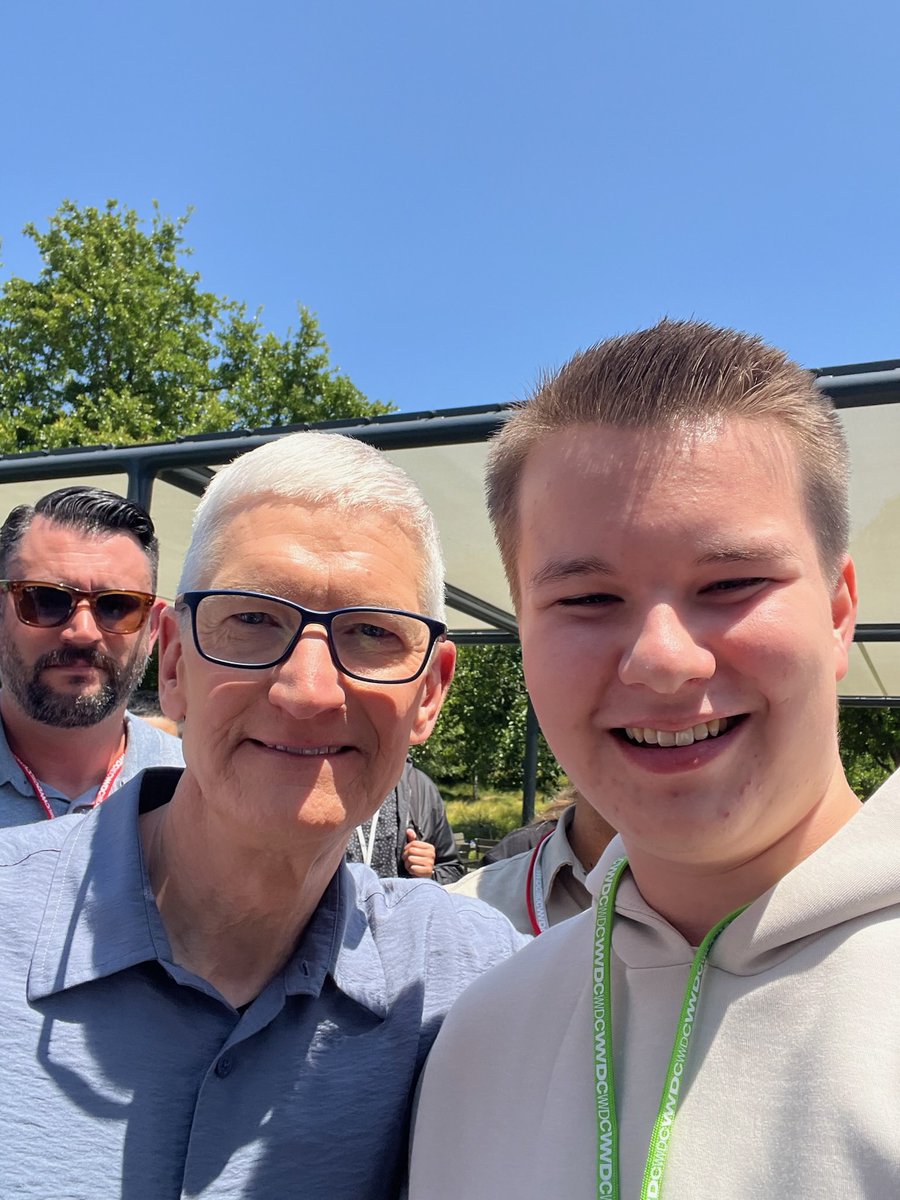 Great time @ Apple Park and #WWDC25 - amazing few days <a href="/tim_cook/">Tim Cook</a> - you made my son’s trip by taking a few moments to say hi and take a photo! To the whole team <a href="/Apple/">Apple</a> thanks for the incredible hospitality and support for the next generation!