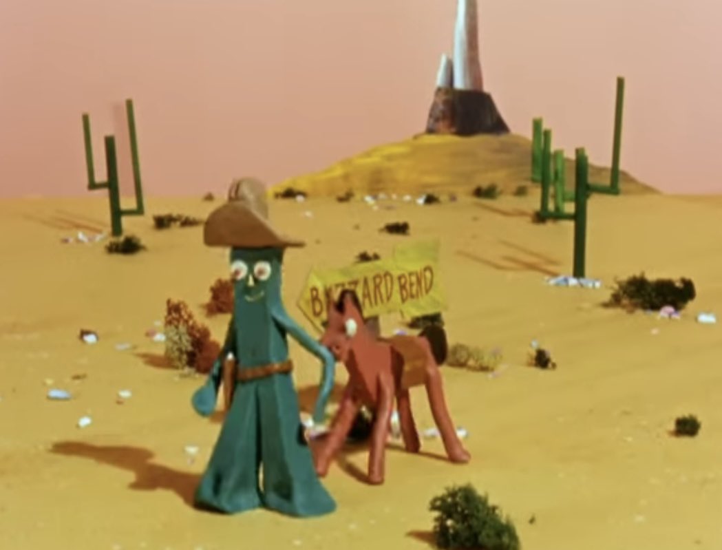For my fellow children of the 80s/90s: What’s a childhood toy that Gen Z would 100% look at and be like: “WHAT EVEN IS THIS??”

I pick this bendy green guy &amp; his orange emotional support horse. #nostalgia #waitwhat #gumby