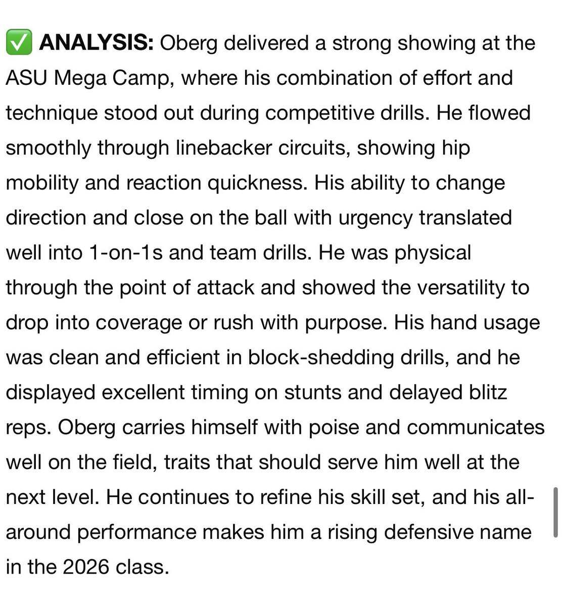 Rowan Oberg (@obergrowan) on Twitter photo Thank you for the write up <a href="/sixstarfootball/">Six Star Football | PLUS+</a>. Appreciate it!
<a href="/RecruitingACP/">ACP Recruiting</a> <a href="/COACHZAZCOLPREP/">Coach Zellner</a> <a href="/ACPFootball17/">AZ College Prep Football</a> <a href="/Ignite_Perf/">Ignite Performance</a> <a href="/gridironarizona/">Gridiron Arizona</a> Thank you for the write up <a href="/sixstarfootball/">Six Star Football | PLUS+</a>. Appreciate it!
<a href="/RecruitingACP/">ACP Recruiting</a> <a href="/COACHZAZCOLPREP/">Coach Zellner</a> <a href="/ACPFootball17/">AZ College Prep Football</a> <a href="/Ignite_Perf/">Ignite Performance</a> <a href="/gridironarizona/">Gridiron Arizona</a>