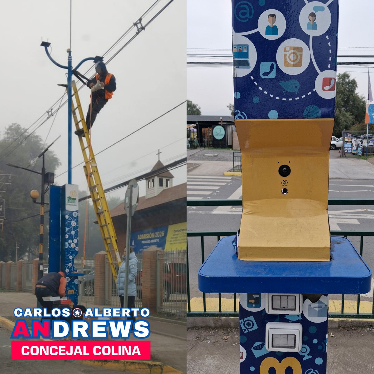 candrews_cl's tweet photo. Esta mañana, por medio de un video, advertí sobre los peligros en seguridad cercano a nuestros colegios y niños, donde por años no han funcionado los totem de seguridad. En el mismo día, se dió solución por parte de la municipalidad.
Muchas veces, lo único que falta es voluntad.
Muchas gracias alcaldesa @imvalenzuela, puede que no responda mis mensajes, pero al menos sé que ve mis videos. La comunidad educativa se lo agradecerá.