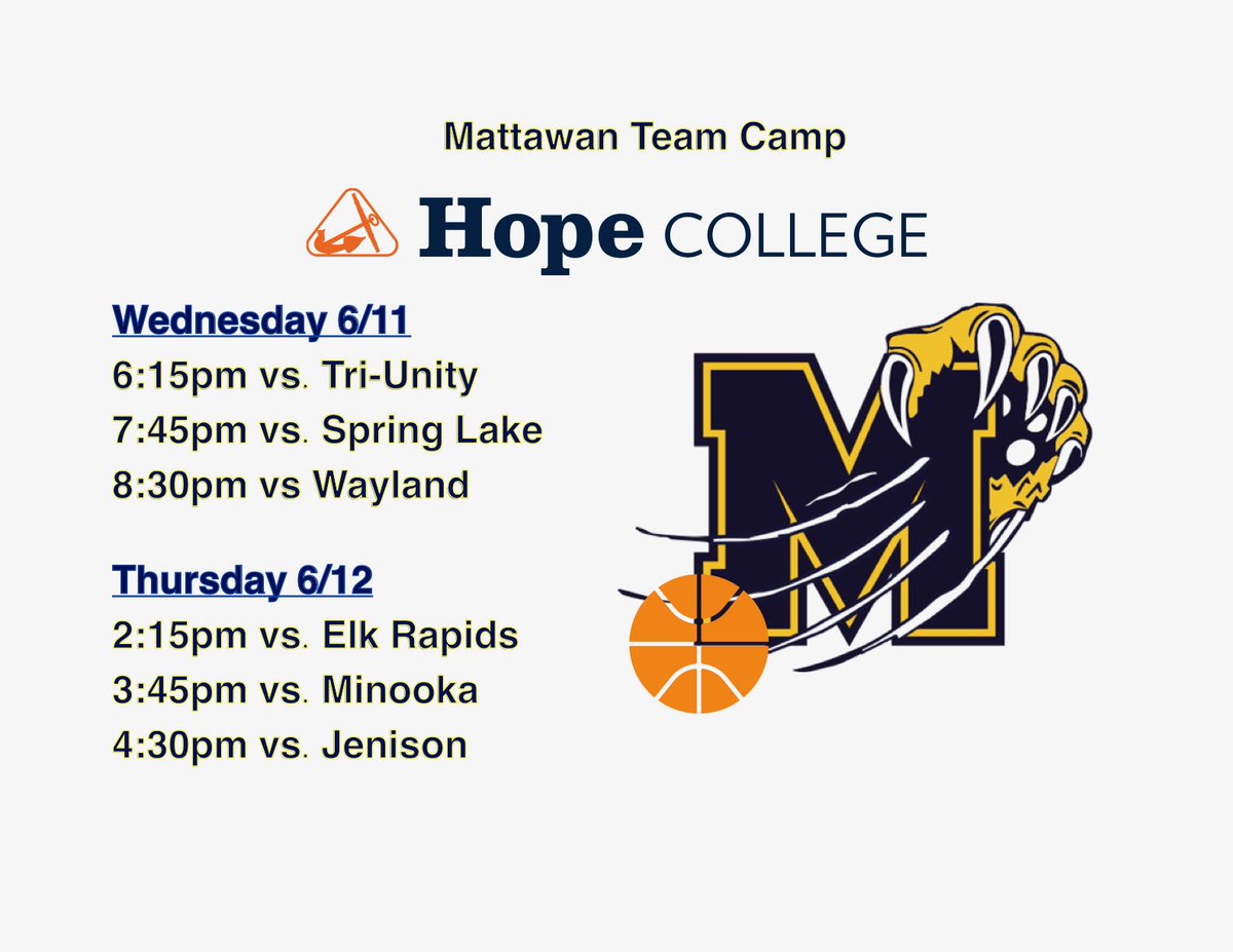 Summer team camps kicking off at Hope. Excited to play with my teammates. <a href="/mattawan_bball/">Mattawan men’s basketball</a> <a href="/PersuitUnited/">United Persuit</a>