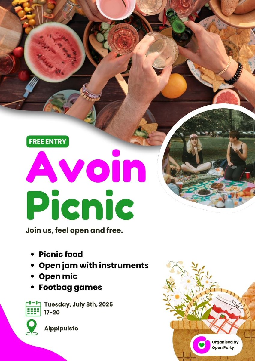AvoinP's tweet image. Tervetuloa avoin piknikille 8.7.!