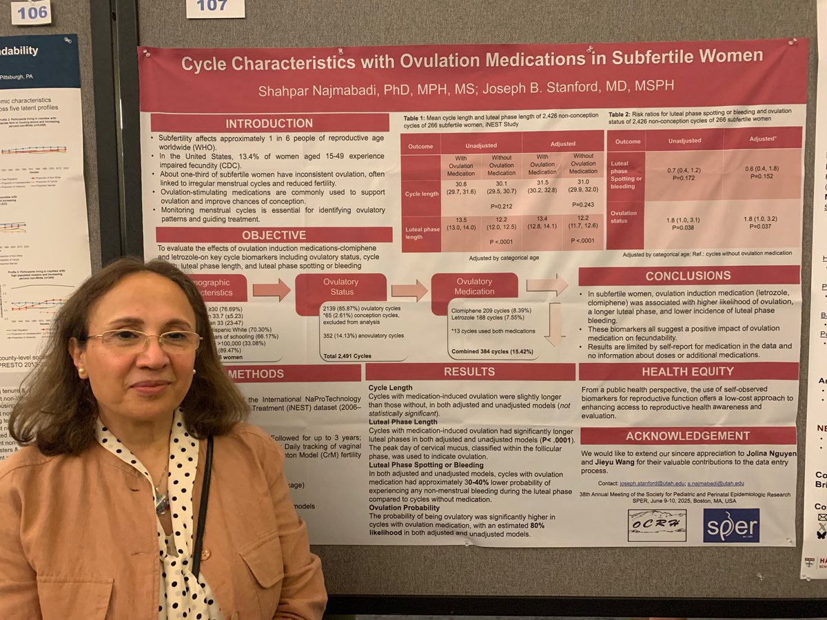 JStanfordMD's tweet photo. Dr. Najmabadi presents our research about cycle markers of fecundability in relation to ovulation medications. In Boston, #SPER. https://t.co/NjNKrmGR8H