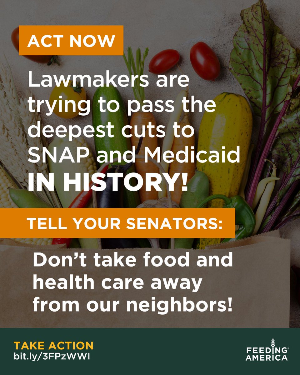 🚨 Congress could cut $1 TRILLION in funding for programs that help our neighbors access the food and health care we all need to thrive.

We're taking action with food banks across America to help protect SNAP &amp; Medicaid.

🖊️ Join us:️ bit.ly/3FPzWWl