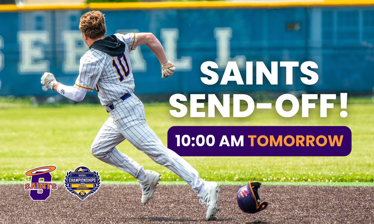Join us tomorrow at 10:00 AM outside of SCC on Broadway as we give our Saints the send off they deserve! They are headed to the state final four in Binghamton!

Bring your posters and wear purple and gold. We hope to see you there! 🏆👏⚾️💜