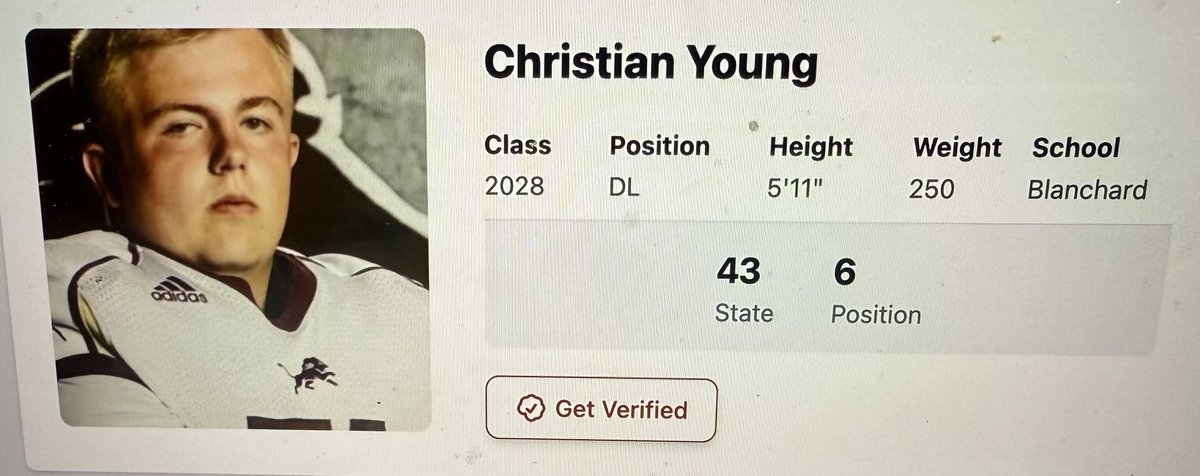 Christian-Young (@cyoung2028) on Twitter photo Thank you <a href="/PrepRedzoneOK/">Prep Redzone Oklahoma</a> for ranking me positionally as 6th in the state, and overall in the top 50 in the state also. Truly so grateful. #readytokeeprising #riseup #keepworking #glorytoGod <a href="/PRZMichaelK/">Michael Knight</a> <a href="/Blanchard_FB/">Blanchard Football</a> <a href="/PlayBookAthlete/">PLAYBOOK ATHLETE</a> <a href="/CSAPrepStar/">PREPSTAR</a> <a href="/5StarScouting/">5StarScouting™</a> <a href="/CoachSamPittman/">Coach Sam Pittman</a> Thank you <a href="/PrepRedzoneOK/">Prep Redzone Oklahoma</a> for ranking me positionally as 6th in the state, and overall in the top 50 in the state also. Truly so grateful. #readytokeeprising #riseup #keepworking #glorytoGod <a href="/PRZMichaelK/">Michael Knight</a> <a href="/Blanchard_FB/">Blanchard Football</a> <a href="/PlayBookAthlete/">PLAYBOOK ATHLETE</a> <a href="/CSAPrepStar/">PREPSTAR</a> <a href="/5StarScouting/">5StarScouting™</a> <a href="/CoachSamPittman/">Coach Sam Pittman</a>