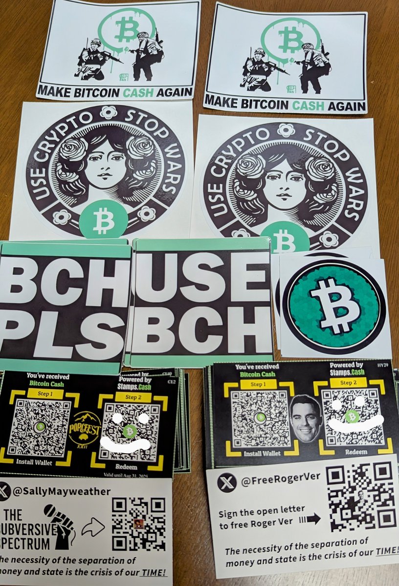 Steve Thurmond (@stevethurmond) on Twitter photo BCH stickers and 100 themed <a href="/cashstamps/">CashStamps</a> (The Subversive Spectrum and <a href="/FreeRogerVer/">Free Roger Ver</a> <a href="/rogerkver/">Roger Ver</a>) on their way to <a href="/PorcFest/">Porcupine Freedom Festival</a> XXII courtesy of <a href="/SallyMayweather/">Sal the Agorist</a> and <a href="/AaronRDay/">Aaron Day</a>. BCH FTW! 💚💪👊 BCH stickers and 100 themed <a href="/cashstamps/">CashStamps</a> (The Subversive Spectrum and <a href="/FreeRogerVer/">Free Roger Ver</a> <a href="/rogerkver/">Roger Ver</a>) on their way to <a href="/PorcFest/">Porcupine Freedom Festival</a> XXII courtesy of <a href="/SallyMayweather/">Sal the Agorist</a> and <a href="/AaronRDay/">Aaron Day</a>. BCH FTW! 💚💪👊