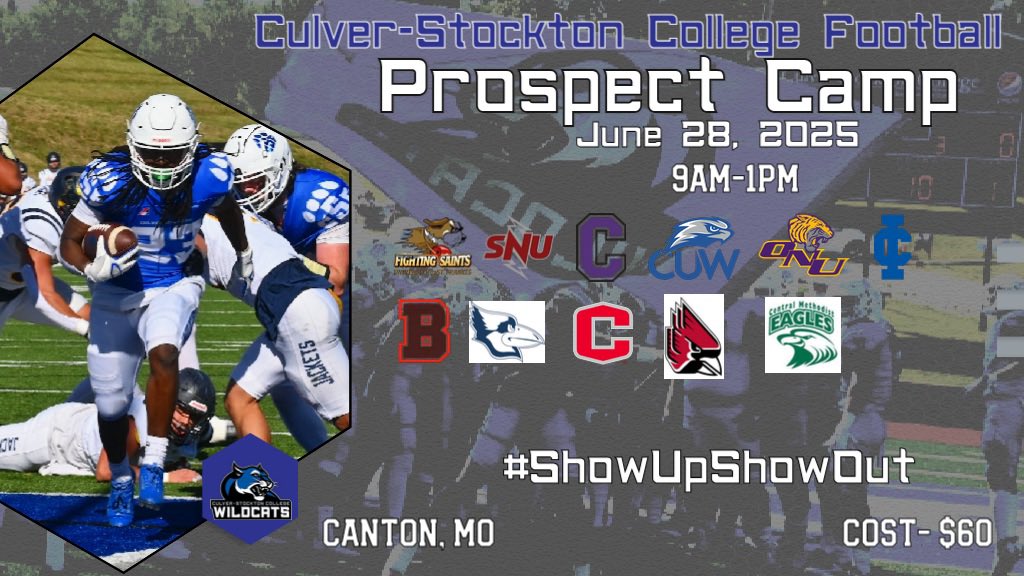 🚨Offer Opportunity 🚨

Make sure you are signed up for the #ShowUpShowOut Camp in Canton, MO on June 28th.

Coaches from all levels will be there ready to evaluate YOU!

Cost: $60

Link: myculver.com/ICS/APPLY_NOW/…