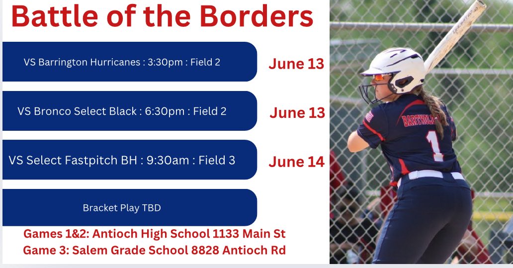 Schedule for this weekend! Excited to get back on the field with this team💗