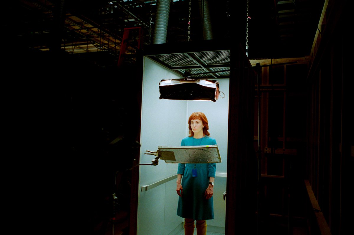 BenStiller's tweet photo. Britt in elevator for ep 210
#severance 
📸: bendo Leica m6 Kodak Portra 800 https://t.co/x8HKWzGyIo