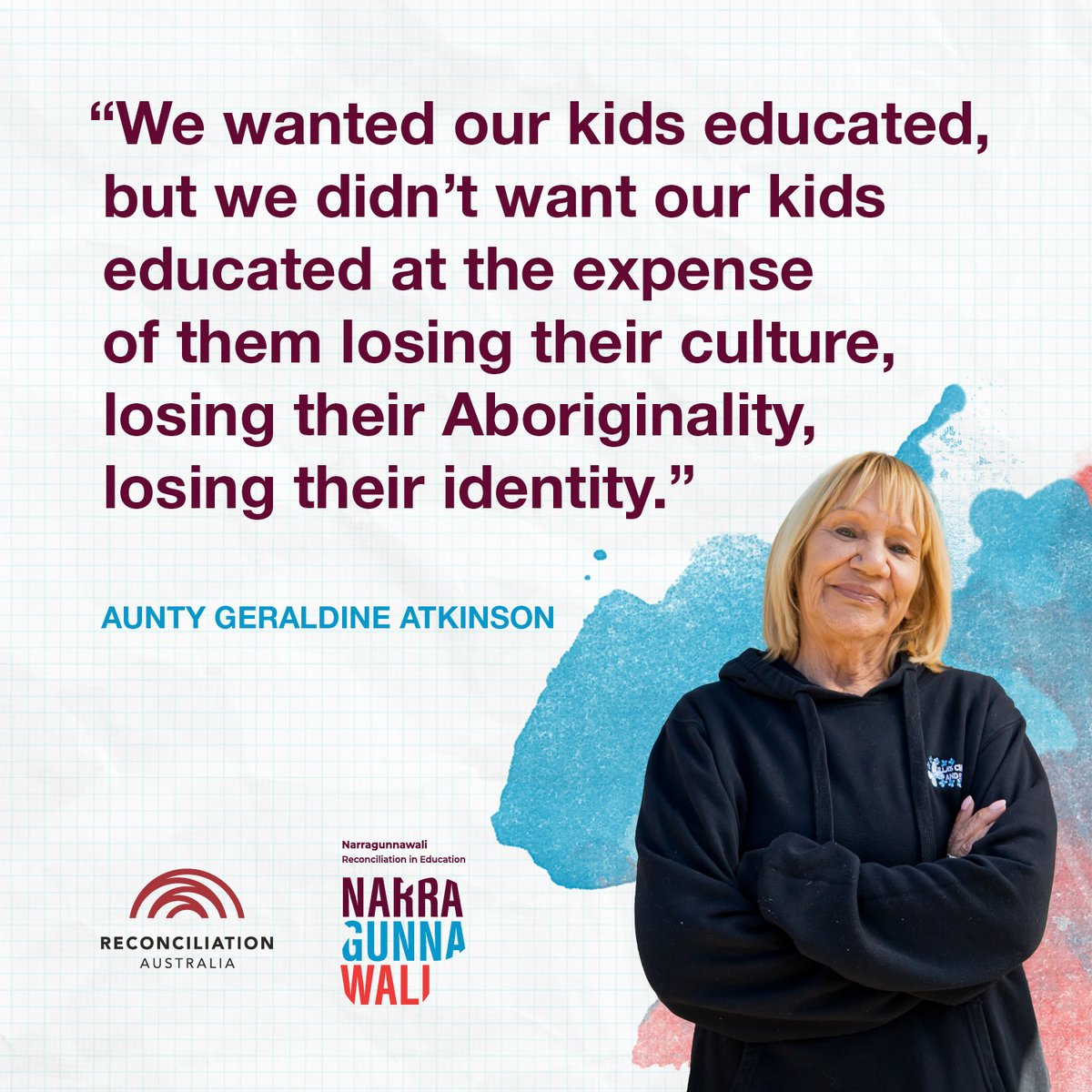 RecAustralia's tweet image. Congratulations to Bangerang/Wiradjuri woman Aunty Geraldine Atkinson on her appointment as an Officer of the Order of Australia (AO).

Learn more from Aunty Geraldine by exploring our First Nations Voices in Education resource: narragunnawali.org.au/professional-l…

#Reconciliation