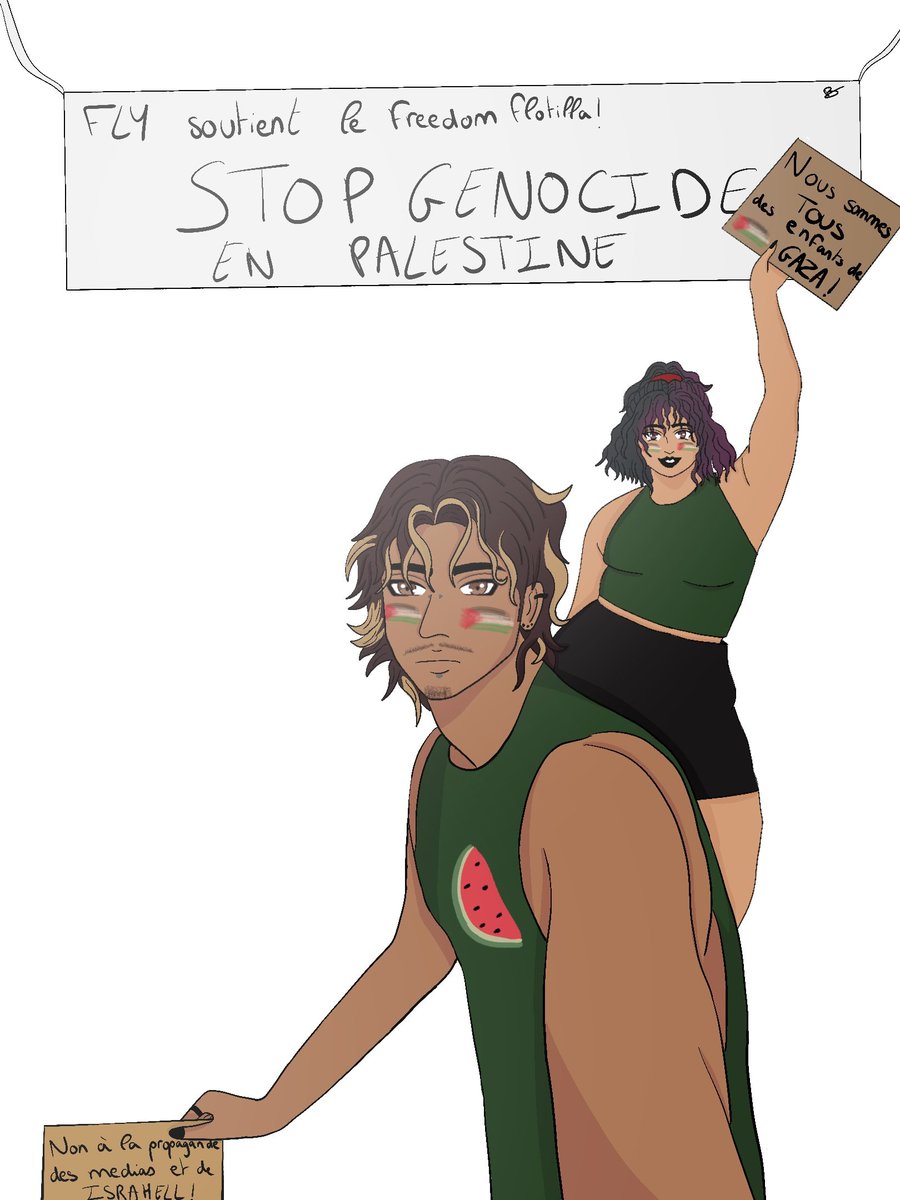 Nejma et Kanan étaient présents au regroupement de leur ville pour la Palestine 🇵🇸