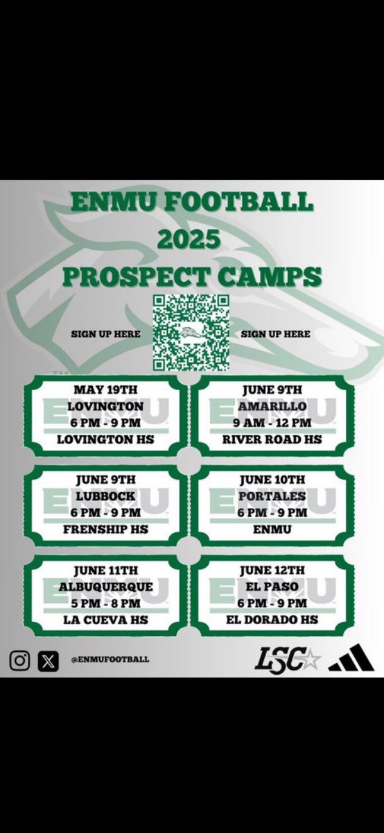 Excited to attend <a href="/ENMUFootball/">Eastern New Mexico University Football</a> camp today! <a href="/CoachKelleyLee/">Kelley Lee</a>