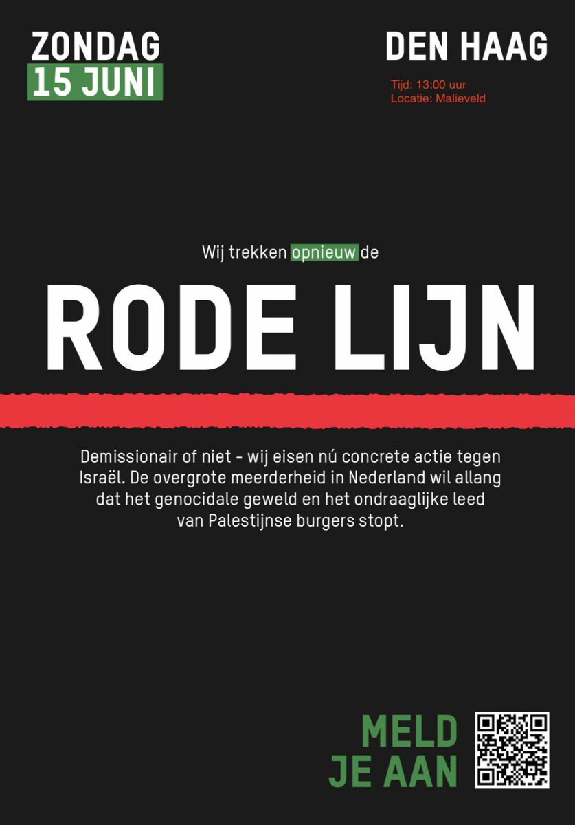 nifonline's tweet photo. Sta Op Voor Palestina!

Als IGMG Zuid-Nederland vormen wij op zondag 15 juni één hart tijdens de "Rode Lijn" mars in Den Haag, en komen we op voor rechtvaardigheid.
Doe mee aan deze demonstratie. 

📍 Malieveld, Den Haag
🕐 13:00 uur
🔴 Dresscode: rood!

#RodeLijn #Gaza #IGMG https://t.co/11AXieIwEf