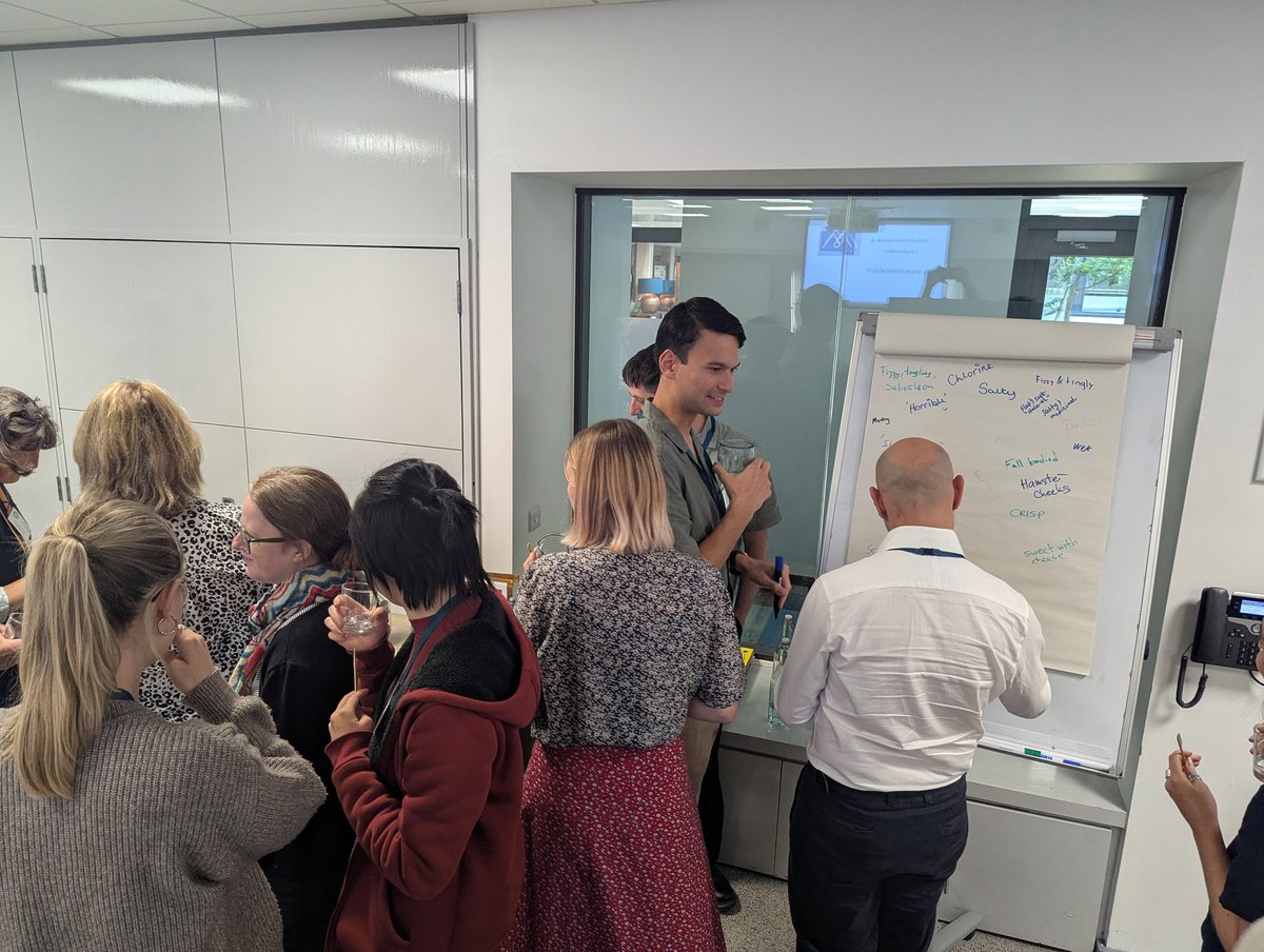 AlistairBoxall's tweet image. Day 1 of the @ECORISC_CDT conference ended with a water tasting activity led by @MilinonWater. Yorkshire tap water did particularly well.