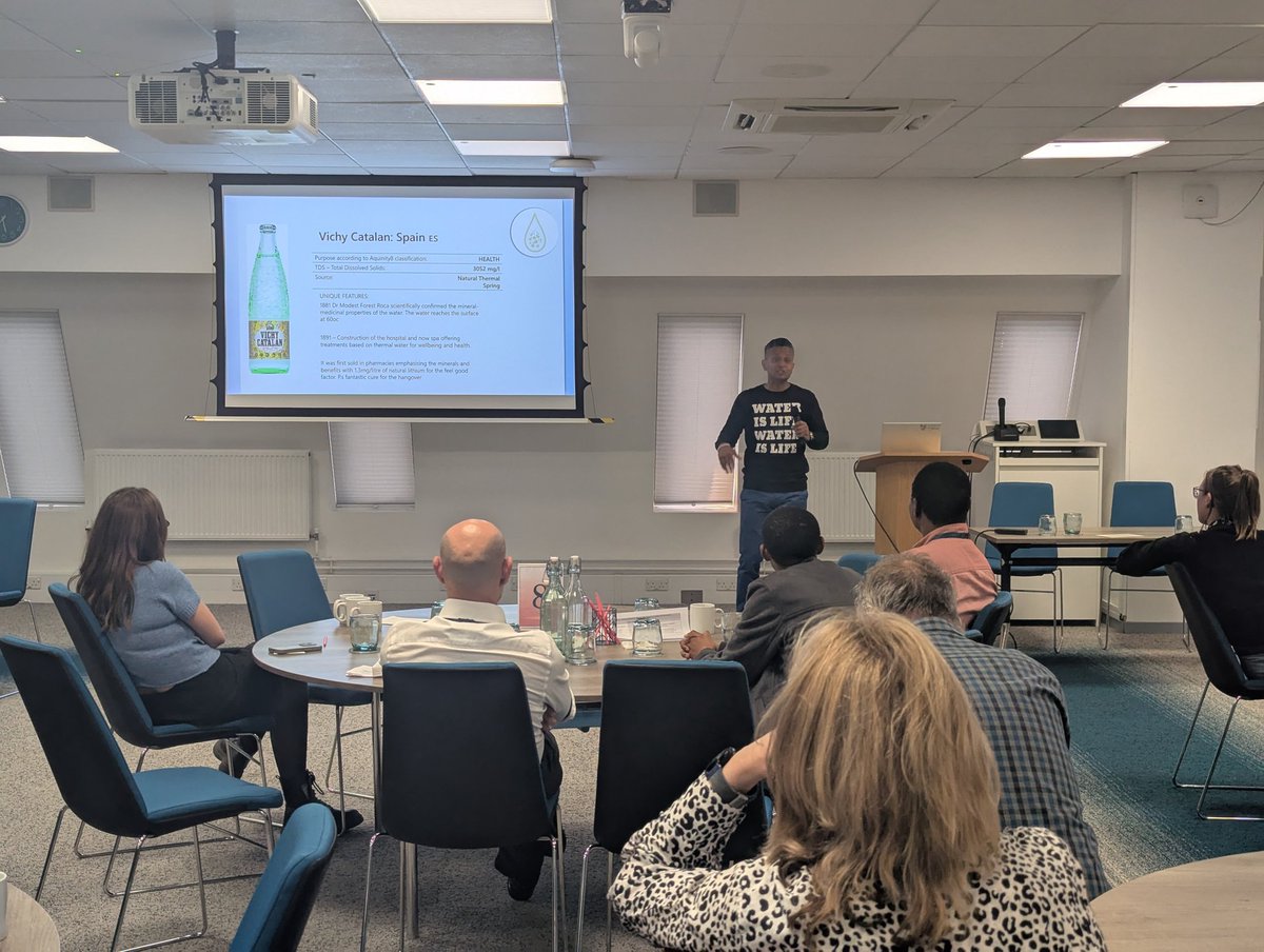 AlistairBoxall's tweet image. Day 1 of the @ECORISC_CDT conference ended with a water tasting activity led by @MilinonWater. Yorkshire tap water did particularly well.