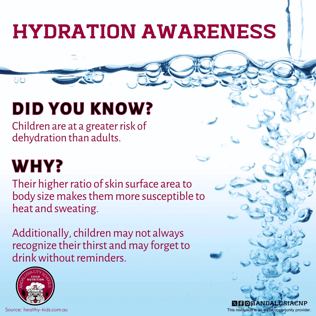 Nutritious meals are just the start! We encourage <a href="/AndalusiaCS/">Andalusia City Schools</a> students to stay hydrated too, for a brighter tomorrow! 💧

#ALschools #AndalusiaCity #Covingtoncounty #CovingtonAlabama #CovingtonAL #ThatsWhy