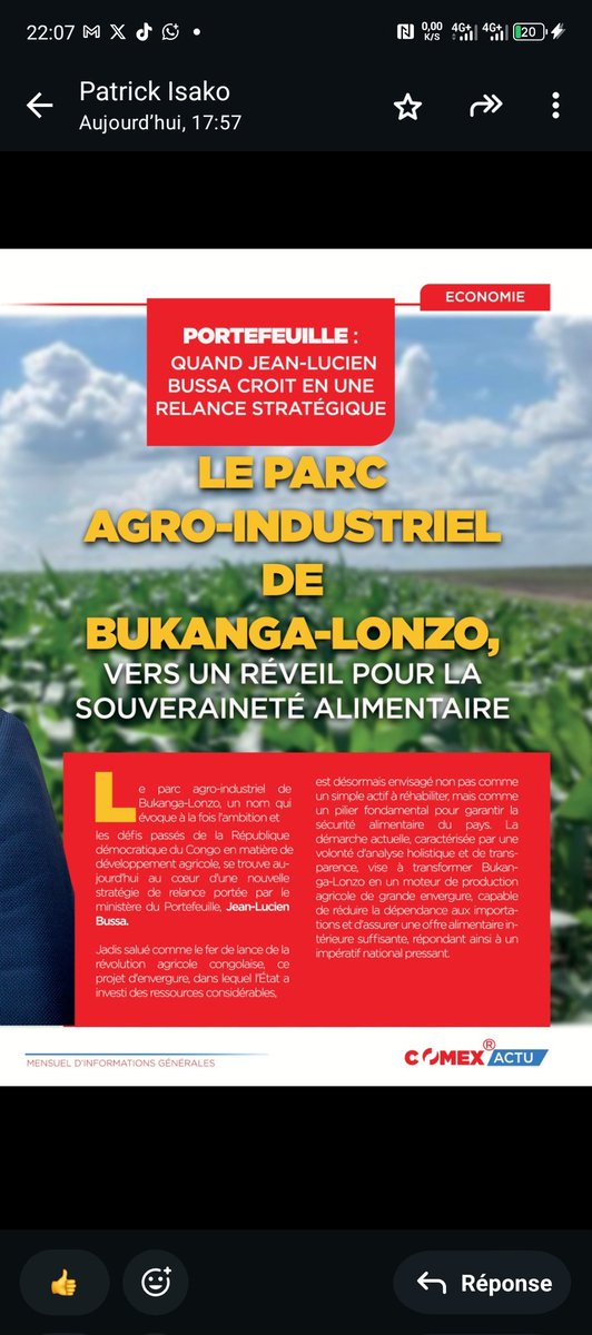 NdondoFranklin's tweet photo. #ACTUALITE
Botali Mambi maye mazali koleka na ekolo na biso congo démocratique po na kokoso ya bozangi elielo okati ya population, monyageli ya portefeuille, son excellence #JeanLucienBussa, azwi likani linzenga ya ko sekwisa parc Agro-industriel ya #BIKANGALONZO, 🥳🥳🥳 https://t.co/mQANqLO9OM