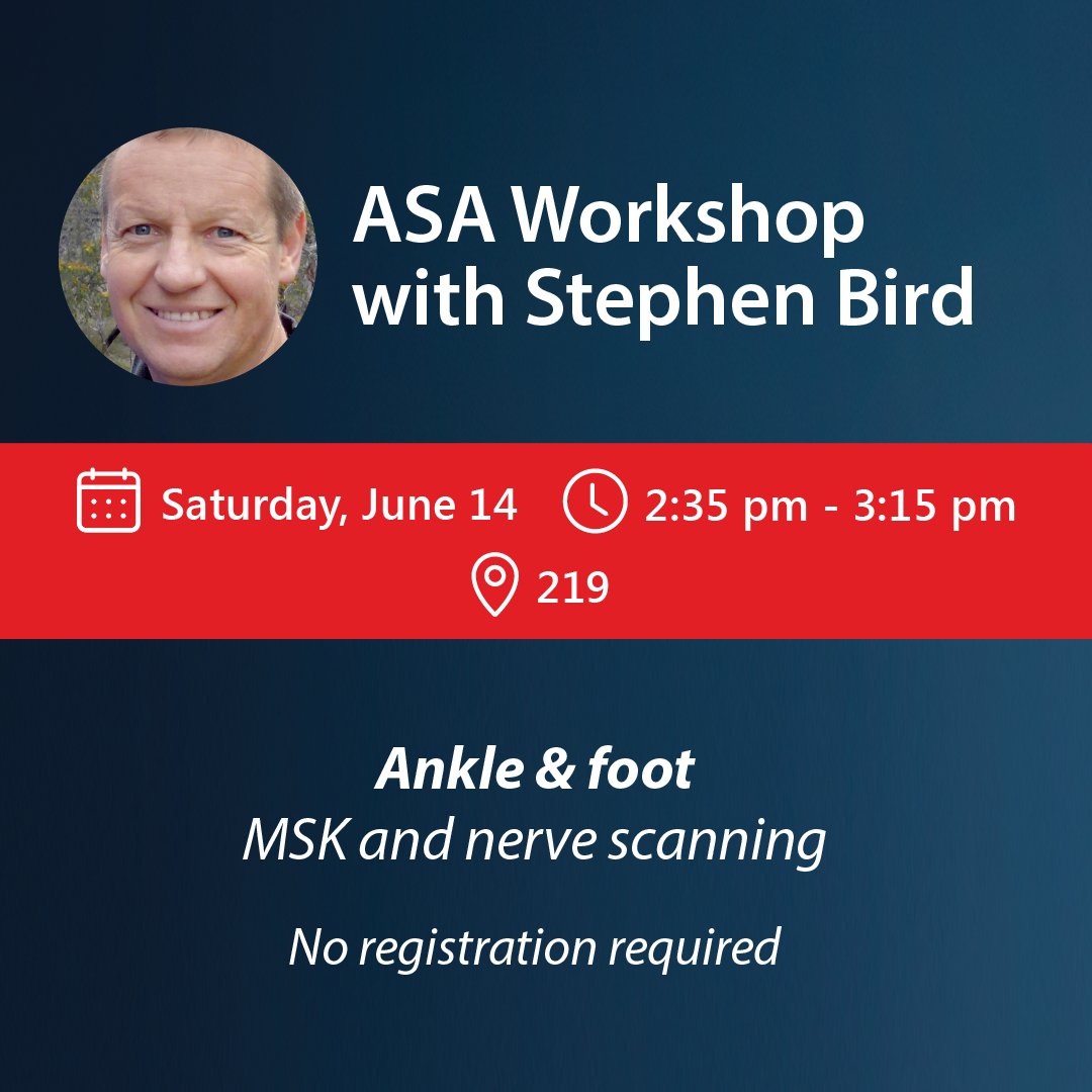 CanonMedicalANZ's tweet image. Join Stephen Bird at the Canon Medical booth for an MSK and nerve scanning workshop during #ASA2025MEL. Don’t miss this practical, case-based session featuring a live scanning demonstration. Discover more: bit.ly/3ZXIxgq

#MadePossible #MadeForLife #MSK #ultrasound