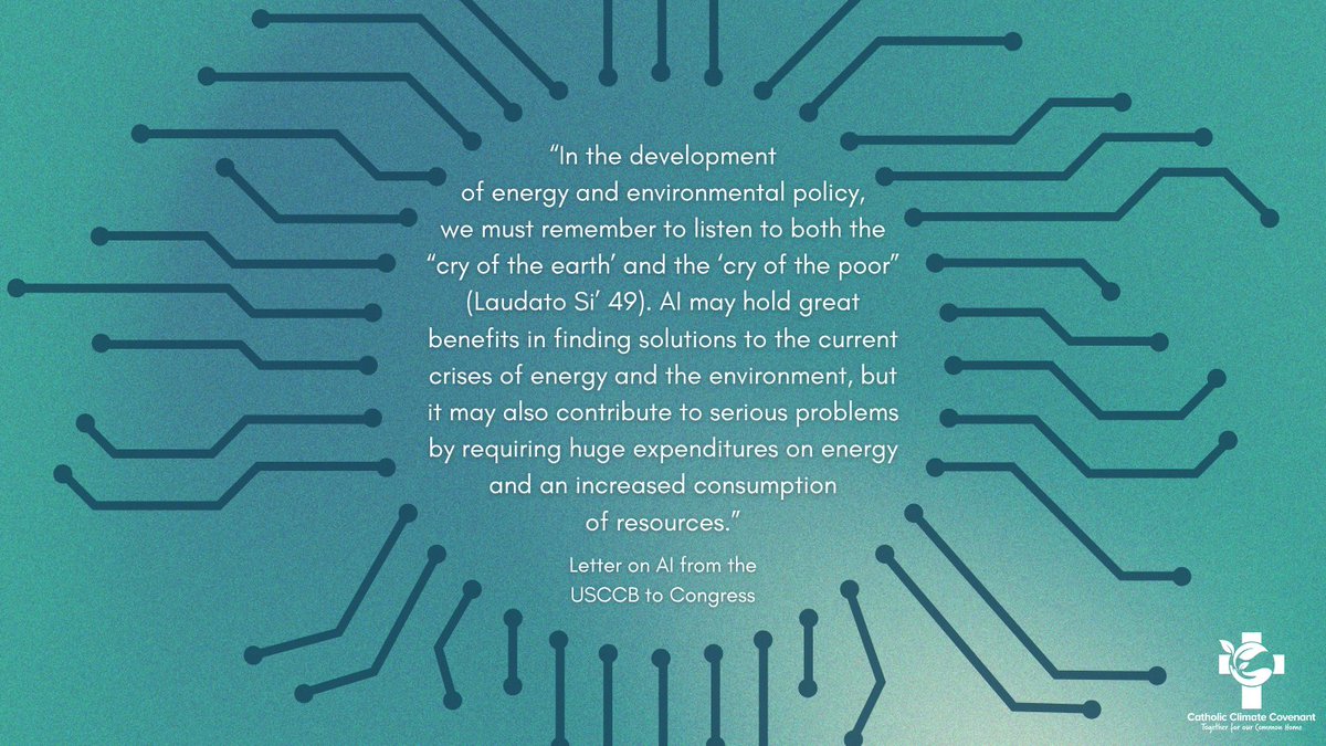 A number of bishops wrote a letter to Congress offering ethical principles and policy recommendations on AI, in line with the Church’s concern for human dignity, the common good, and our environment - God's creation. Read the full letter here: usccb.org/news/2025/us-b… #EcoCatholic