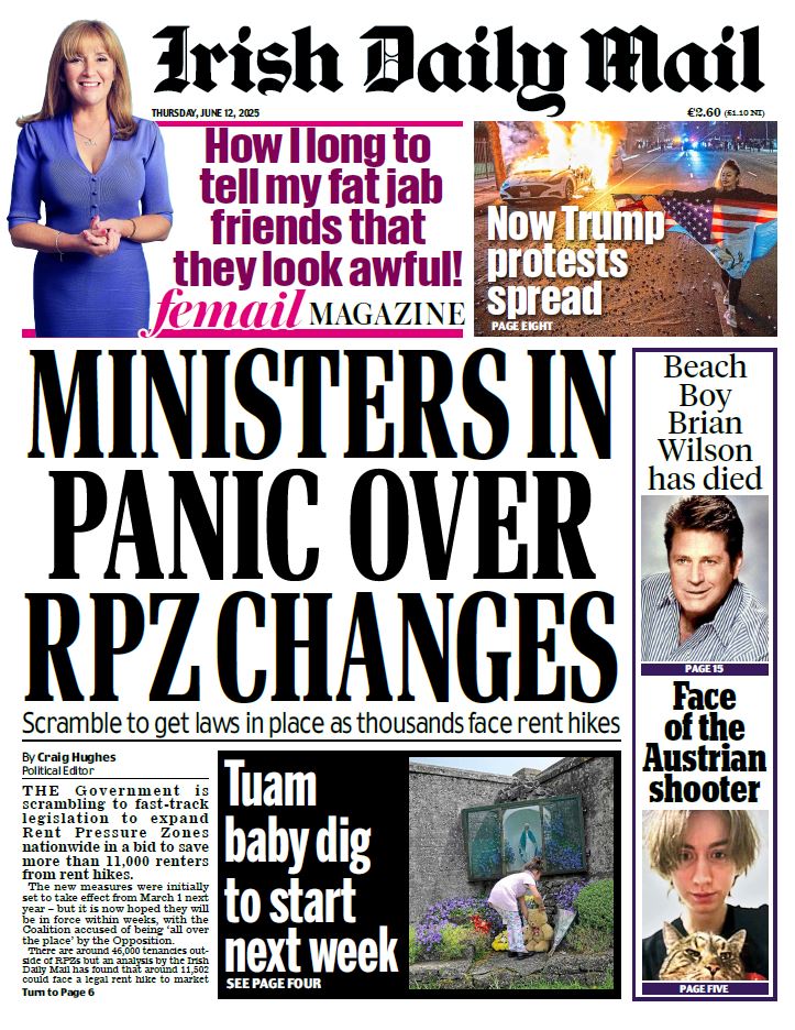 Read all this and lots more in Thursday's Irish Daily Mail.