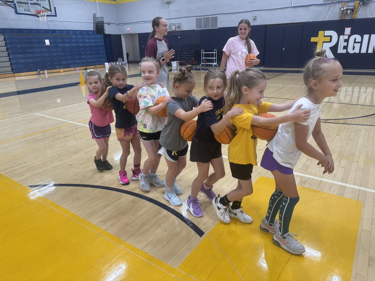ReginaRegalsGBB's tweet photo. Day 1 and Day 2 of camp was filled with lots of smiles, cheers, teamwork, and some friendly coaches vs campers competitions! Love seeing these future Regals share their love for the game 👏🏻 💙💛 all set for day 3 tomorrow! https://t.co/WGxnXsbe8x