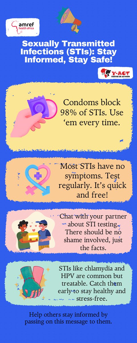 The rates of STIs among Sierra Leone's youth (15-19) are high: 13% females, 21% males. HIV prevalence: 0.7% females, 1.5% males according to WHO, 2018. Urgent need for education &amp; prevention! #StaySafe #SRH #YACT #STIs