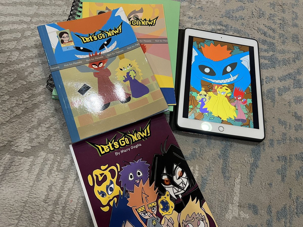 <a href="/comicartistchat/">ComicArtistsUnite</a> Currently rereading and tweaking volume two (cover of the next volume, vol 2, is shown on my iPad in photo) of my <a href="/LetsGoNowComic/">Let's Go Now! - For Ages 12+!</a>! :) marygogliastudio.com
