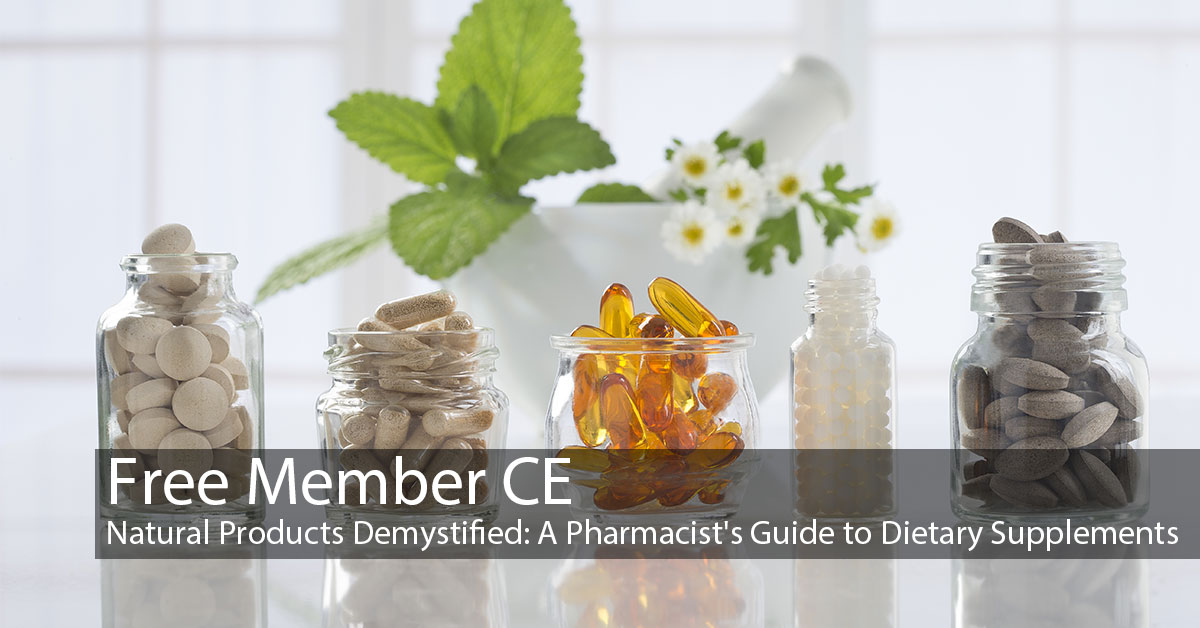 This month's free member CE session provides #pharmacists with an in-depth exploration of natural products and dietary supplements, equipping them to navigate the growing consumer interest in complementary and integrative medicine. centerforexcellence.txpharmacy.org/?pg=semwebcata…