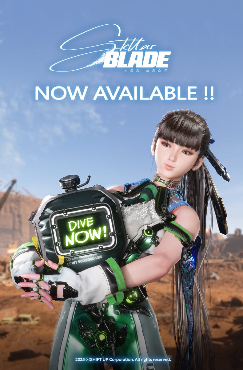 Every piece of Stellar Blade content is now live on PS5 and PC. Thank you for waiting. We couldn’t have done it without YOU💚
#StellarBlade #StellarBladePC #PS5 #Steam #EpicGameStore #NowAvailable