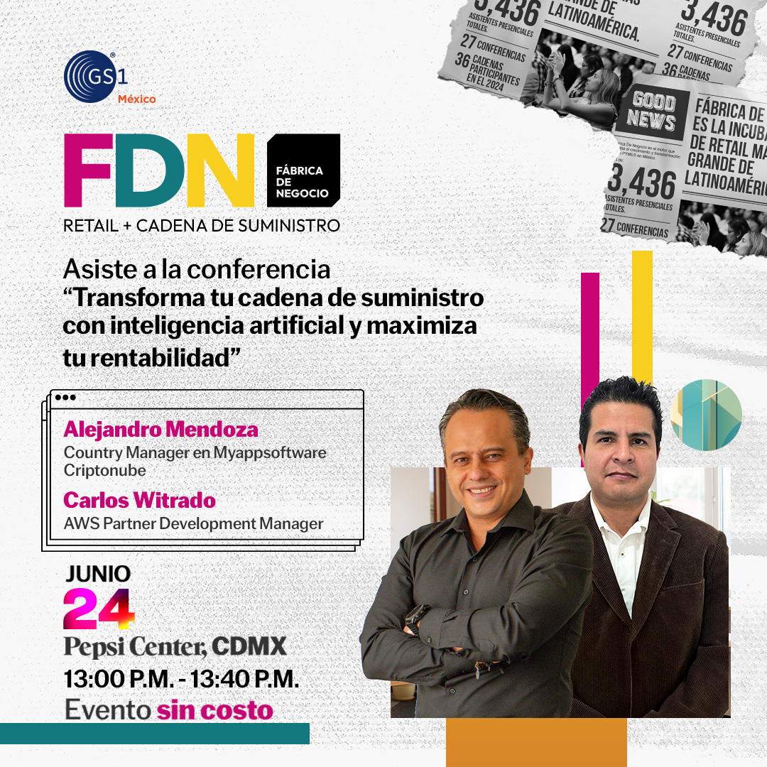 Acompaña a Alejandro Mendoza (Myappsoftware Criptonube) y Carlos Witrado (AWS) en su conferencia: Transforma tu cadena de suministro con inteligencia artificial y maximiza tu rentabilidad, en Fábrica de Negocio 2025.

🔗 Regístrate aquí: hubs.la/Q03rNfXv0