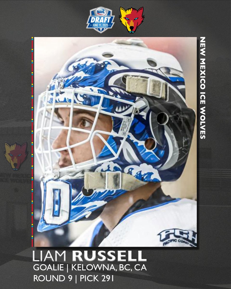 Round 9 pick 291 the Ice Wolves select goalie from Pacific Coast Academy, Liam Russell! #NAHLDraft