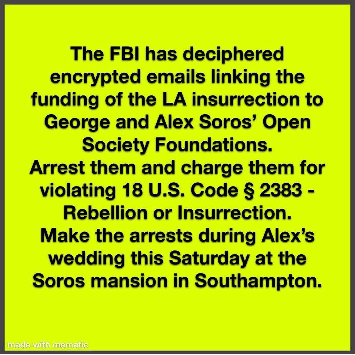 Arrest Alex Soros 
during his wedding 
on Saturday ? 
      😂😂😂