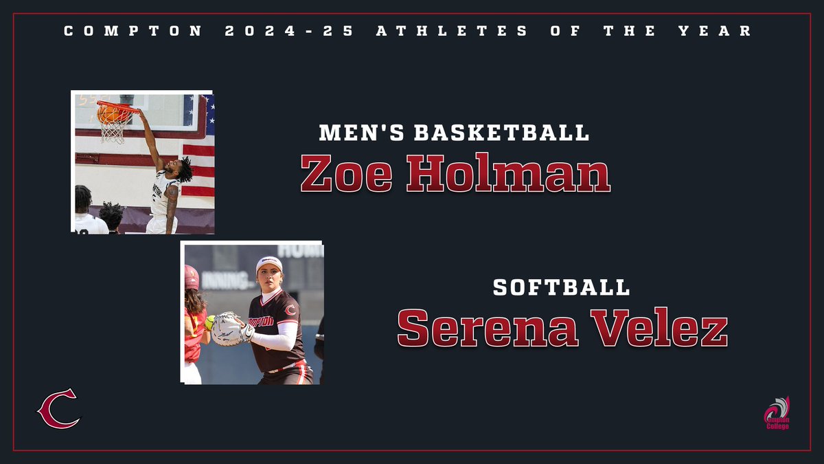 South Coast Conference (@southcoastconf1) on Twitter photo Men Basketball's Holman, Softball's Velez Are Compton College 2024-25 Athletes of the Year comptoncollegeathletics.com/general/2024-2…
<a href="/compton_college/">Compton College</a> <a href="/ComptonMen8524/">Compton College Mens Basketball</a> <a href="/ComptonCityHall/">The City of Compton</a> Men Basketball's Holman, Softball's Velez Are Compton College 2024-25 Athletes of the Year comptoncollegeathletics.com/general/2024-2…
<a href="/compton_college/">Compton College</a> <a href="/ComptonMen8524/">Compton College Mens Basketball</a> <a href="/ComptonCityHall/">The City of Compton</a>