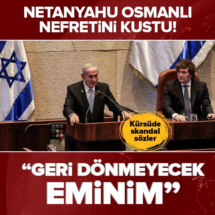 Netanyahu, Osmanlı’nın yakın gelecekte yeniden varlık göstermesini beklemediğini belirterek, “Osmanlı İmparatorluğu, yakın zamanda yeniden canlanacak bir güç değil. Benimle aynı fikirde olmayanlar olabilir ama bu böyle.” dedi..