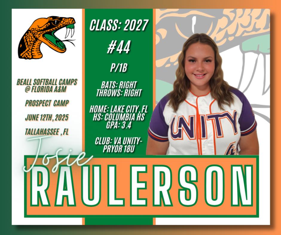 Josie Raulerson (@josieraulerson) on Twitter photo Excited to head out to Tallahassee tomorrow for the <a href="/FAMU_Softball/">Florida A&M Softball 🥎</a> prospect softball camp! <a href="/bbeall0628/">Brittany Scott Beall</a> <a href="/UnityPryor/">UNITY Pryor 18U</a> <a href="/jpryorKeiserSB/">John Pryor</a> <a href="/malcharmon09/">Malcolm Harmon</a> Excited to head out to Tallahassee tomorrow for the <a href="/FAMU_Softball/">Florida A&M Softball 🥎</a> prospect softball camp! <a href="/bbeall0628/">Brittany Scott Beall</a> <a href="/UnityPryor/">UNITY Pryor 18U</a> <a href="/jpryorKeiserSB/">John Pryor</a> <a href="/malcharmon09/">Malcolm Harmon</a>