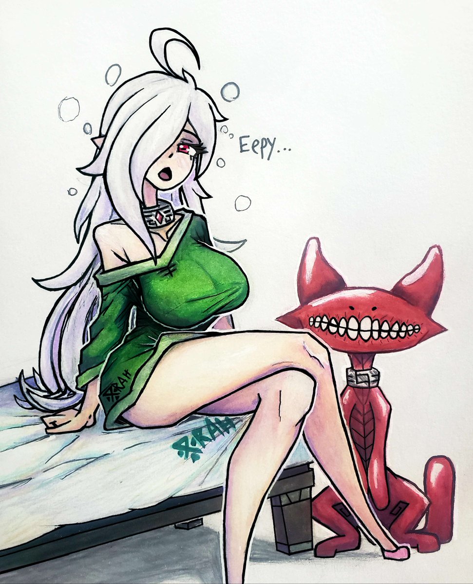 "Gooood Mooorrrning Arcovvv..."
"aaaand sanguiiiinnneee"
 "ohhh and good morniiiing Caeir.."

Sleepy Clerical Kaitlyn.
#worldofnauxes #traditionalart #OC #art #ArtistOnTwitter