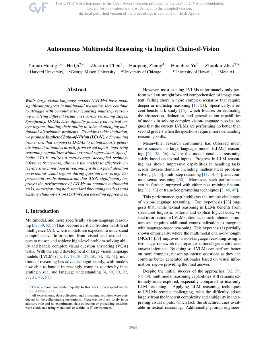 zhuokaiz's tweet image. My high-level take on why multimodal reasoning is fundamentally harder than text-only reasoning: Language is structured and directional, while images are inherently unstructured—you can start reasoning from anywhere. This visual freedom makes step-by-step logical inference much…