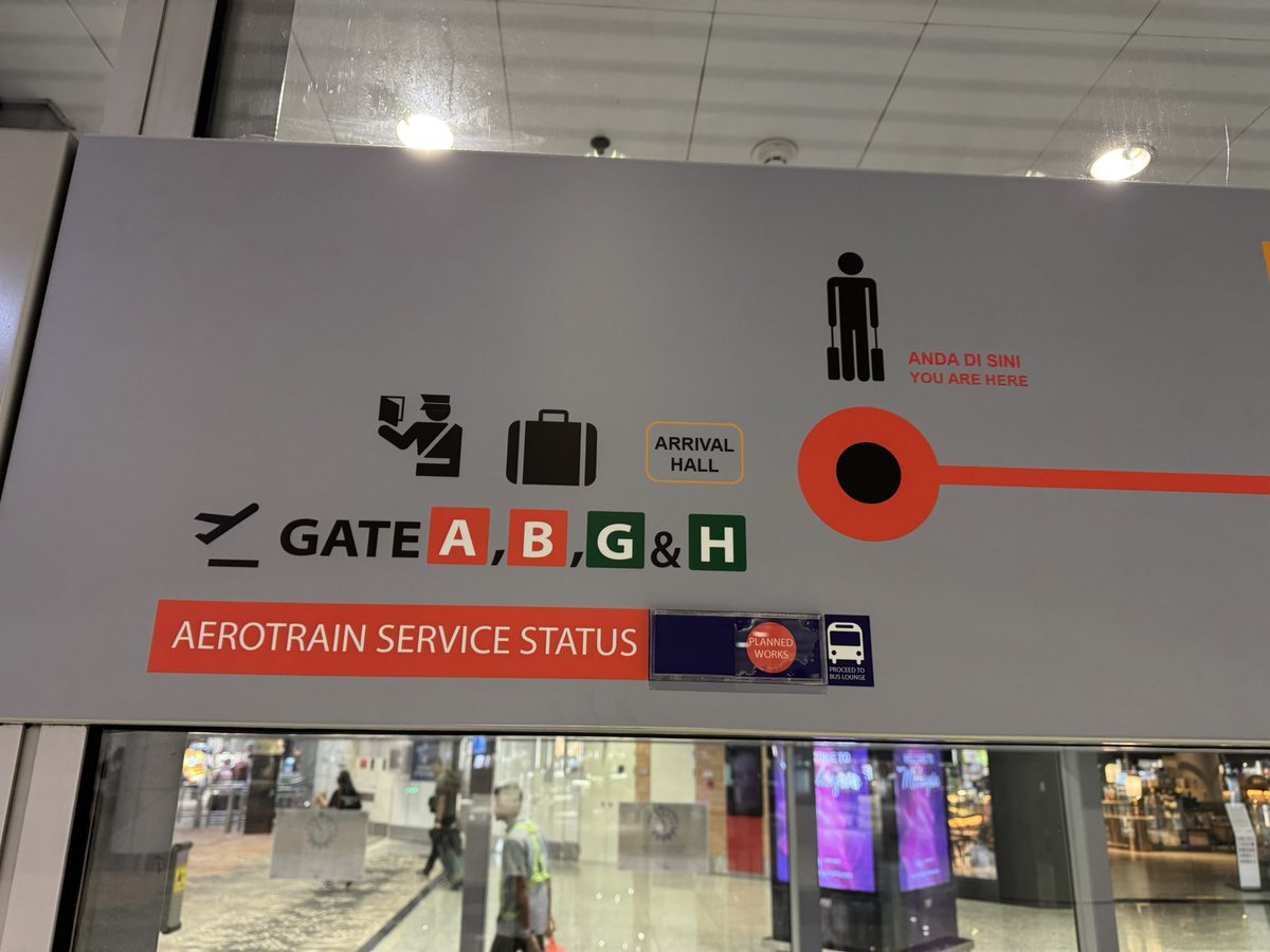 Soya_Cincau's tweet photo. Soon you no longer need to take the bus to catch your flight at the Satellite Terminal. KLIA’s Aerotrain which connects the the Main Terminal Building to the Satellite Terminal is expected to resume service very soon. It was suspended for over two years after an embarrassing breakdown in March 2023. 

The hoarding boards have been removed and international passengers can look forward to a more seamless experience moving between the two terminal buildings.