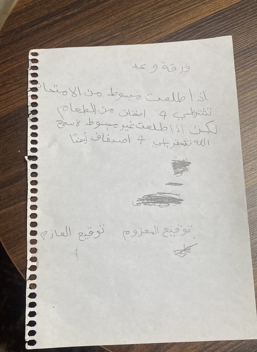 وعدت اخوي الصغير اعزمه بعد امتحاني بكرا لقيته جاي علي بعد بشوي وكاتبلي هاي الورقة