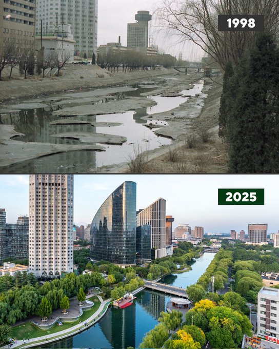 Un río en el extremo oriental de Pekín ha experimentado un cambio notable. Esto demuestra plenamente que la transformación ecológica de China está logrando un éxito cada vez mayor.✊✊✊