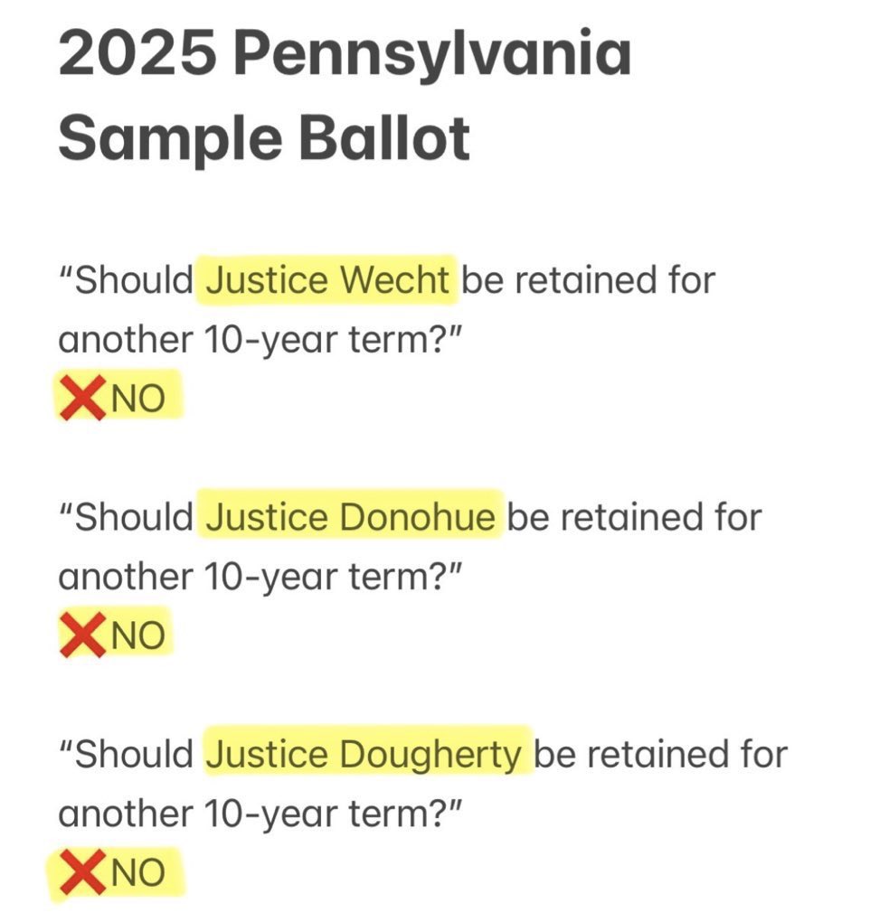 <a href="/elonmusk/">Elon Musk</a> <a href="/realDonaldTrump/">Donald J. Trump</a> To anyone in Pennsylvania, please connect with me. 

We have the opportunity to defeat THREE democrat Supreme Court Justices this November. 

I’m staying focused on the work. 

The election is literally this November 2025.